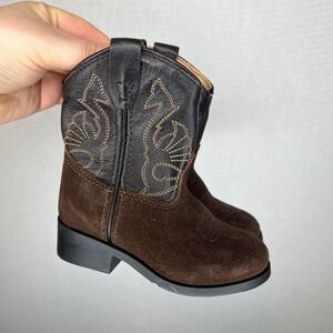 Masterson Kids Brown Suede Black Western Cowboy Boots Style RB20031 Size 5